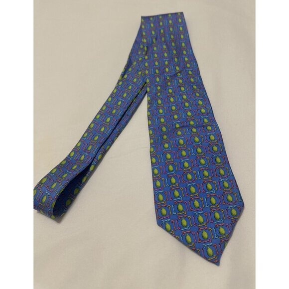 Peter-Blair Mens Silk Necktie With Green Key & Pear Design - Picture 1 of 6